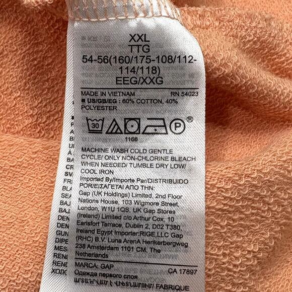 Gap Size XXL Cropped Sweatshirt Short Sleeve Relaxed Peach Slouchy Loungewear - Picture 6 of 13